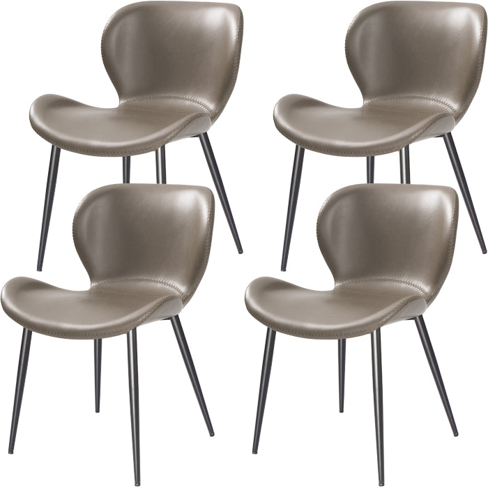 Contemporary Style Faux Leather Metal Base Home Dining Side Chair