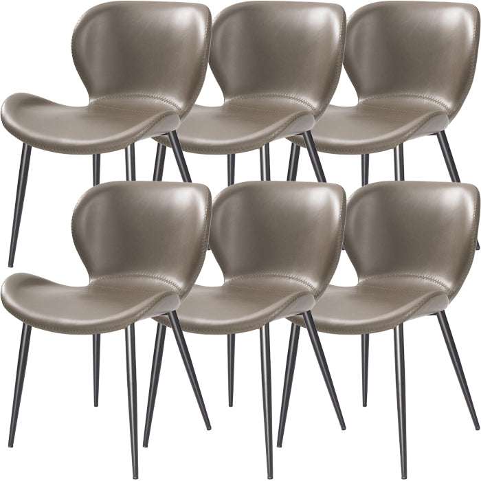 Contemporary Style Faux Leather Metal Base Home Dining Side Chair