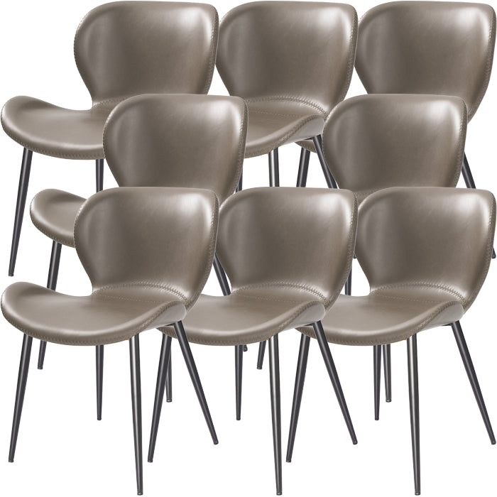 Contemporary Style Faux Leather Metal Base Home Dining Side Chair