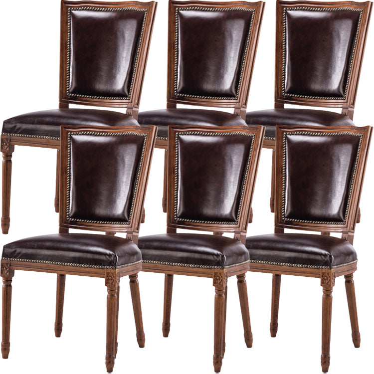 Rustic Style Open Back Brown Solid Wood Home Dining Side Chair