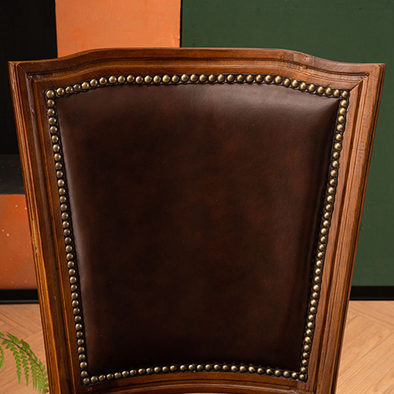 Rustic Style Open Back Brown Solid Wood Home Dining Side Chair