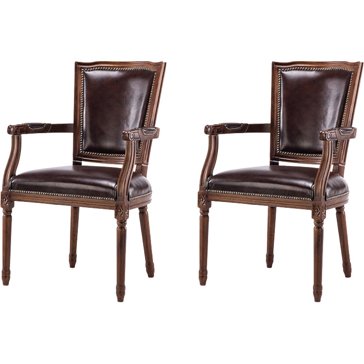 Rustic Style Open Back Brown Solid Wood Home Dining Side Chair