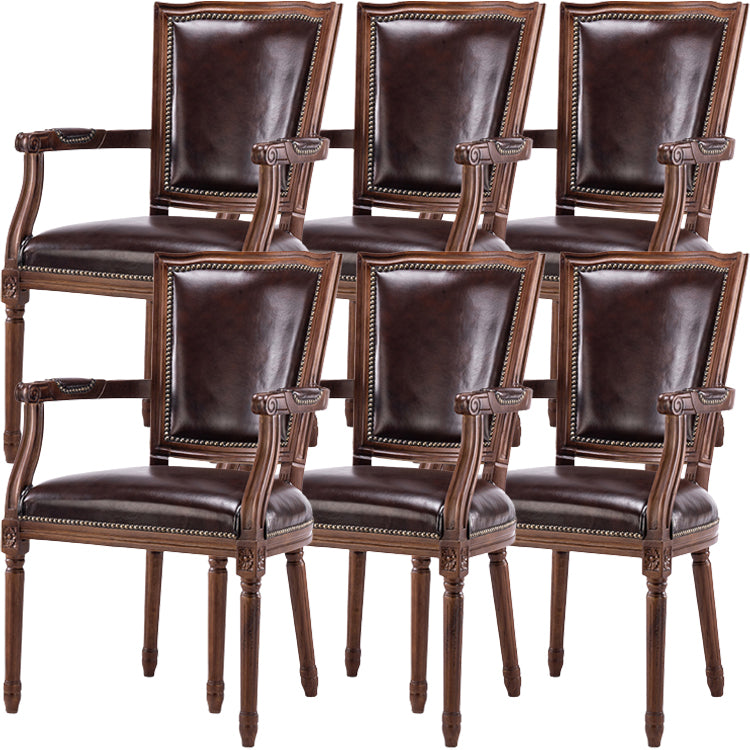 Rustic Style Open Back Brown Solid Wood Home Dining Side Chair