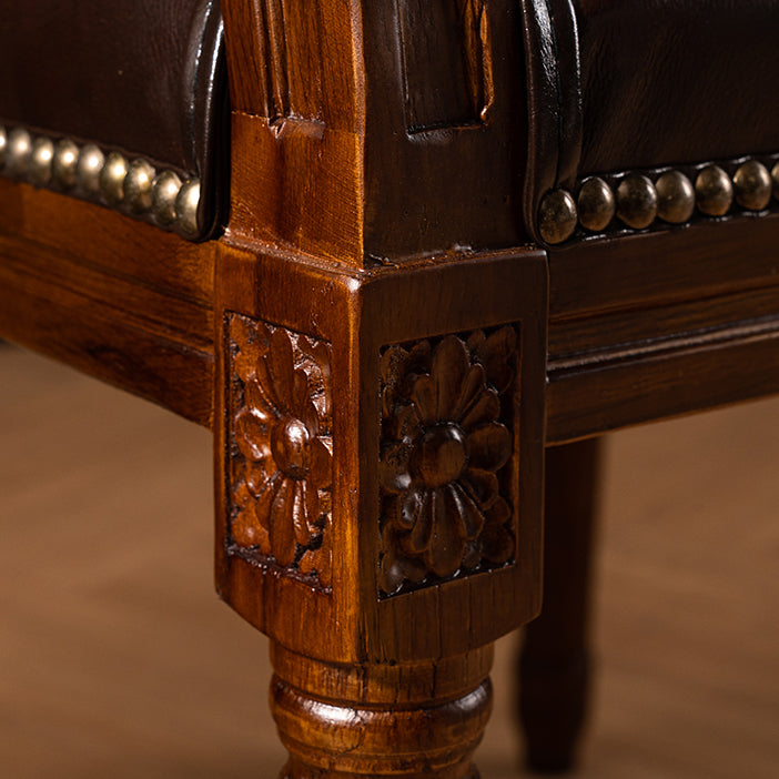 Rustic Style Open Back Brown Solid Wood Home Dining Side Chair