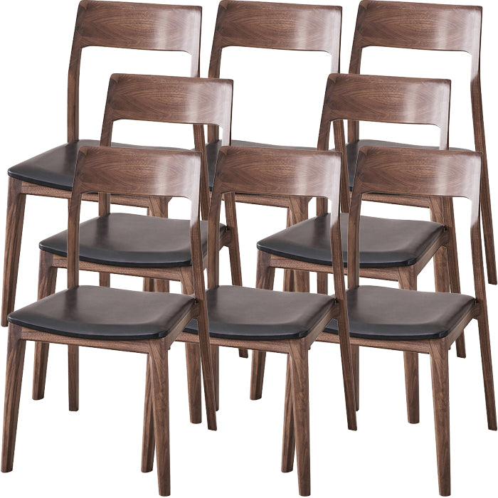 Contemporary Indoor Walnut Solid Wood Open Back Side Dining Chair
