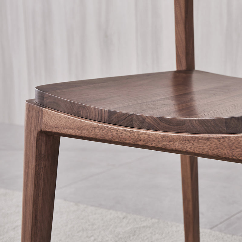 Contemporary Indoor Walnut Solid Wood Open Back Side Dining Chair