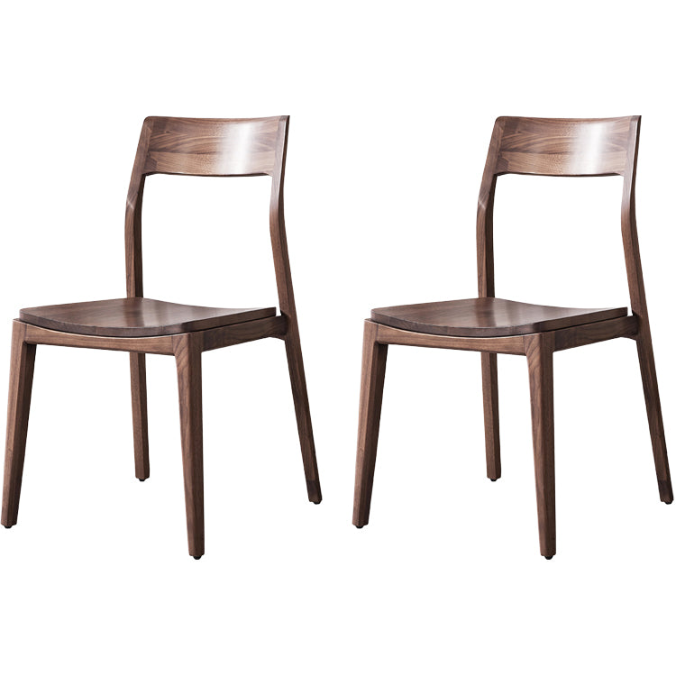 Contemporary Indoor Walnut Solid Wood Open Back Side Dining Chair