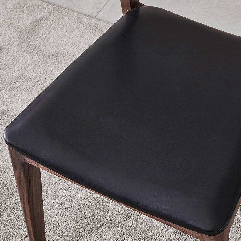 Contemporary Indoor Walnut Solid Wood Open Back Side Dining Chair