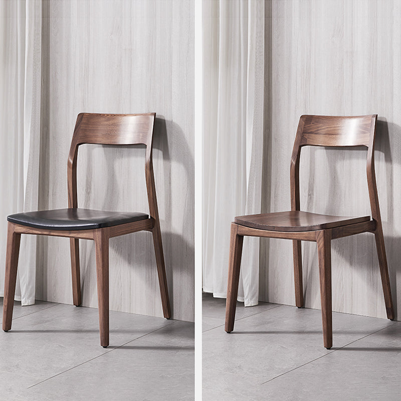 Contemporary Indoor Walnut Solid Wood Open Back Side Dining Chair