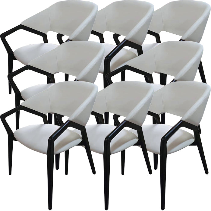 Modern Style Leather Open Back Wooden Frame Home Dining Arm Chair