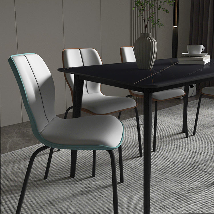 Industrial Indoor Faux Leather Upholstered Parsons Armless Dining Chair