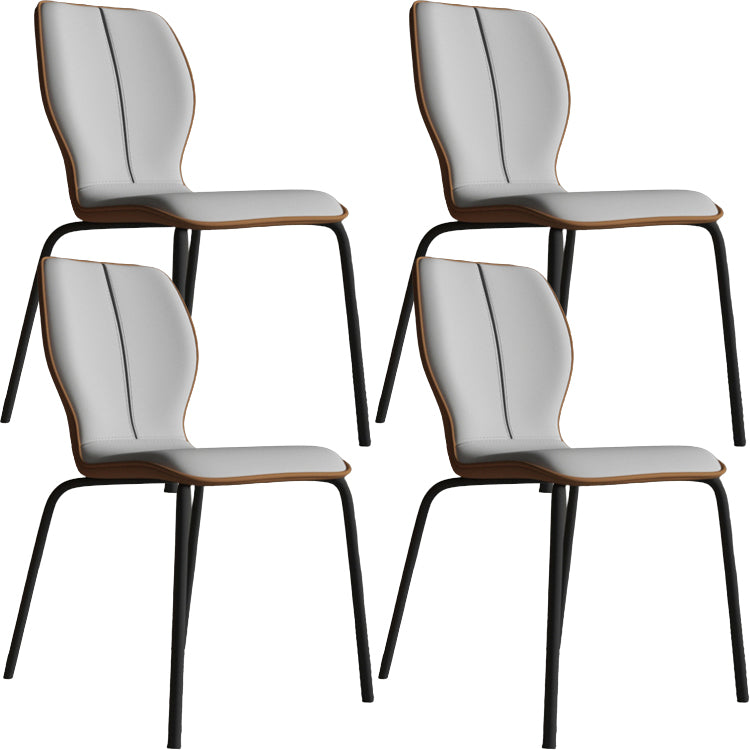 Industrial Indoor Faux Leather Upholstered Parsons Armless Dining Chair