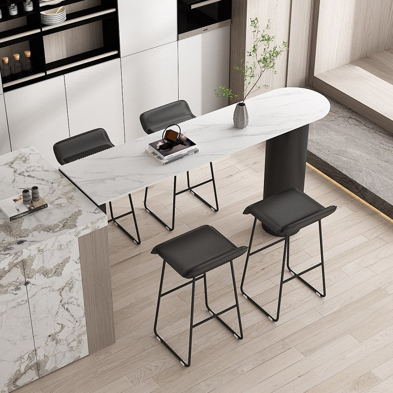 Contemporary Metal Legs PU Leather Indoor Barstool with Cushion