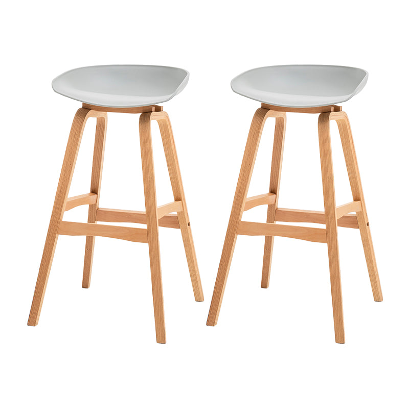 Modern Plastic Low Back Counter & Bar Stool with Solid Wood Base