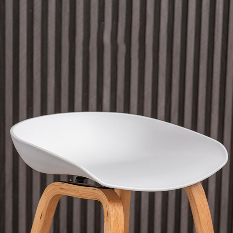 Modern Plastic Low Back Counter & Bar Stool with Solid Wood Base