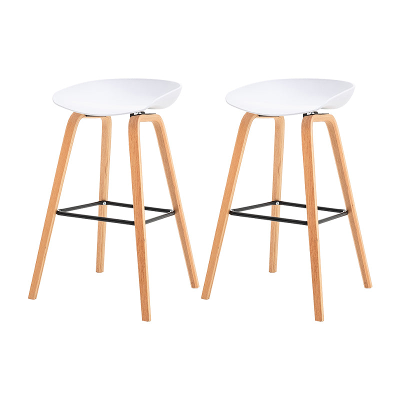 Modern Plastic Low Back Counter & Bar Stool with Solid Wood Base