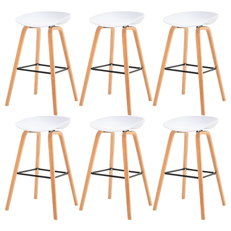 Modern Plastic Low Back Counter & Bar Stool with Solid Wood Base
