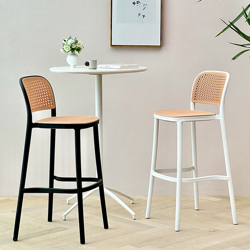 Modern Style Backrest Counter Stool with Metal Base and 4 Legs