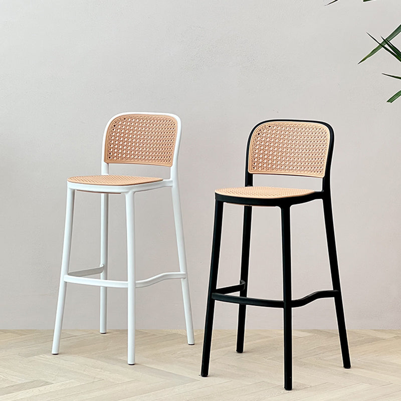 Modern Style Backrest Counter Stool with Metal Base and 4 Legs