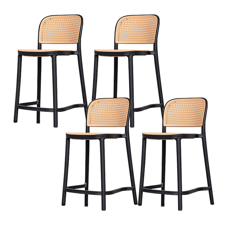 Modern Style Backrest Counter Stool with Metal Base and 4 Legs