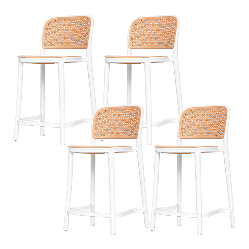 Modern Style Backrest Counter Stool with Metal Base and 4 Legs