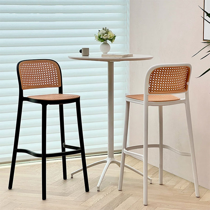 Modern Style Backrest Counter Stool with Metal Base and 4 Legs