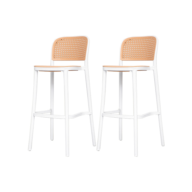 Modern Style Backrest Counter Stool with Metal Base and 4 Legs