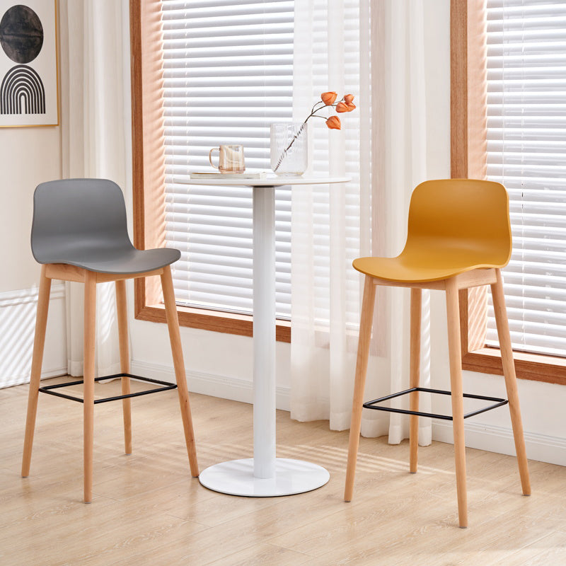 Modern Low Back Counter-height Stool with Solid Wood and Plastic