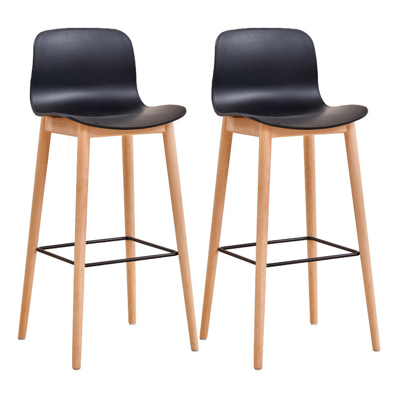 Modern Low Back Counter-height Stool with Solid Wood and Plastic
