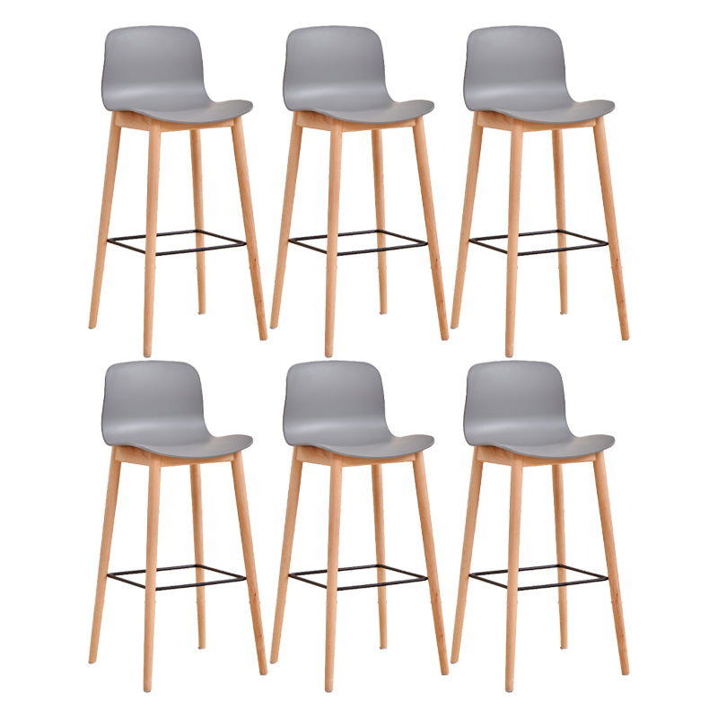 Modern Low Back Counter-height Stool with Solid Wood and Plastic