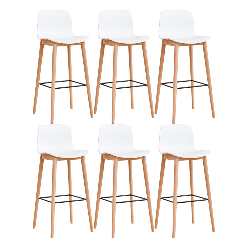 Modern Low Back Counter-height Stool with Solid Wood and Plastic