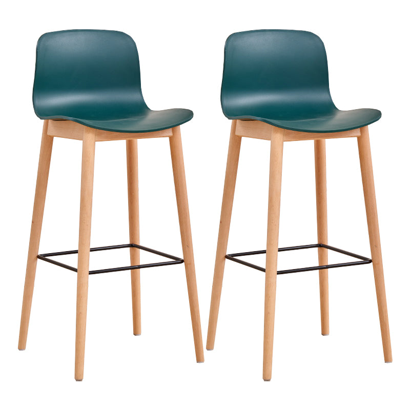 Modern Low Back Counter-height Stool with Solid Wood and Plastic