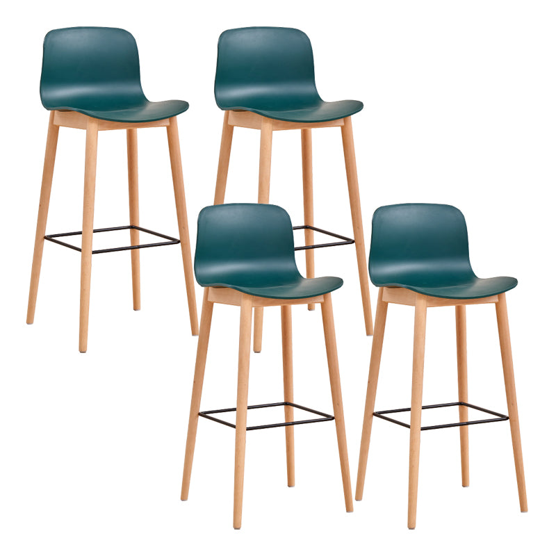 Modern Low Back Counter-height Stool with Solid Wood and Plastic