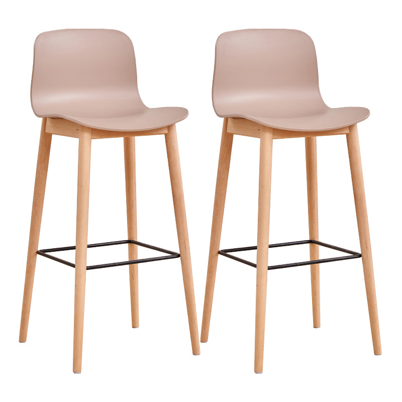 Modern Low Back Counter-height Stool with Solid Wood and Plastic