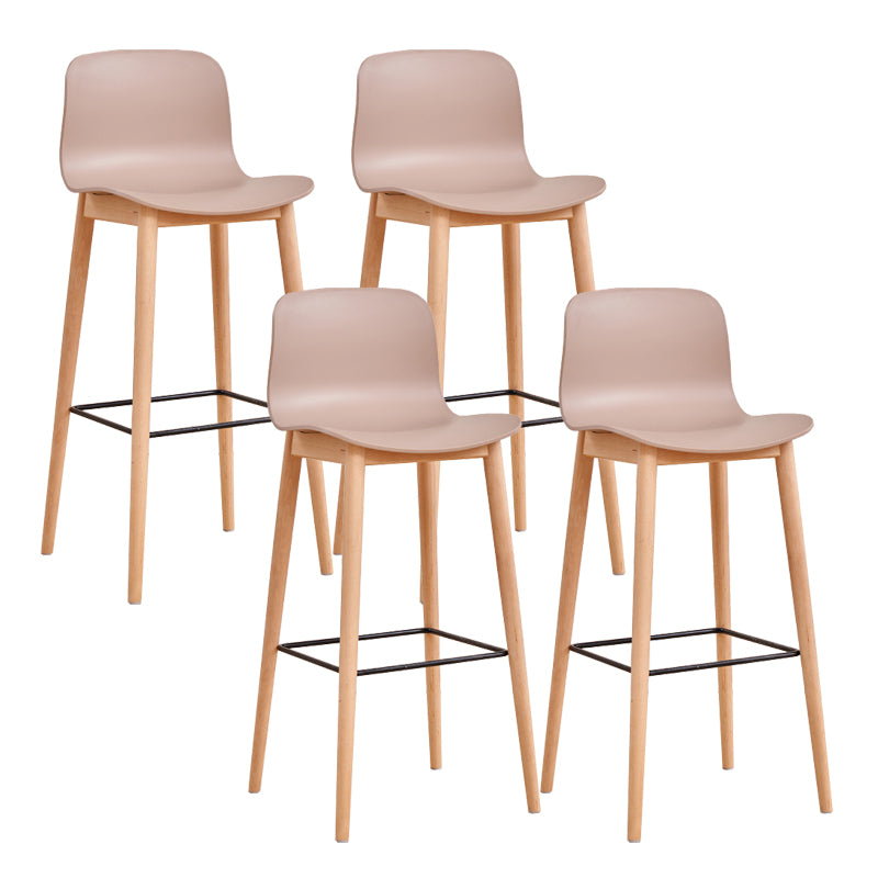 Modern Low Back Counter-height Stool with Solid Wood and Plastic