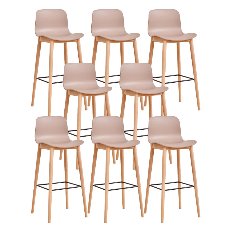 Modern Low Back Counter-height Stool with Solid Wood and Plastic