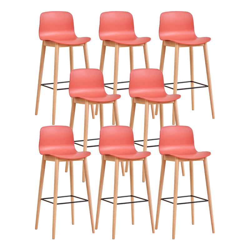 Modern Low Back Counter-height Stool with Solid Wood and Plastic
