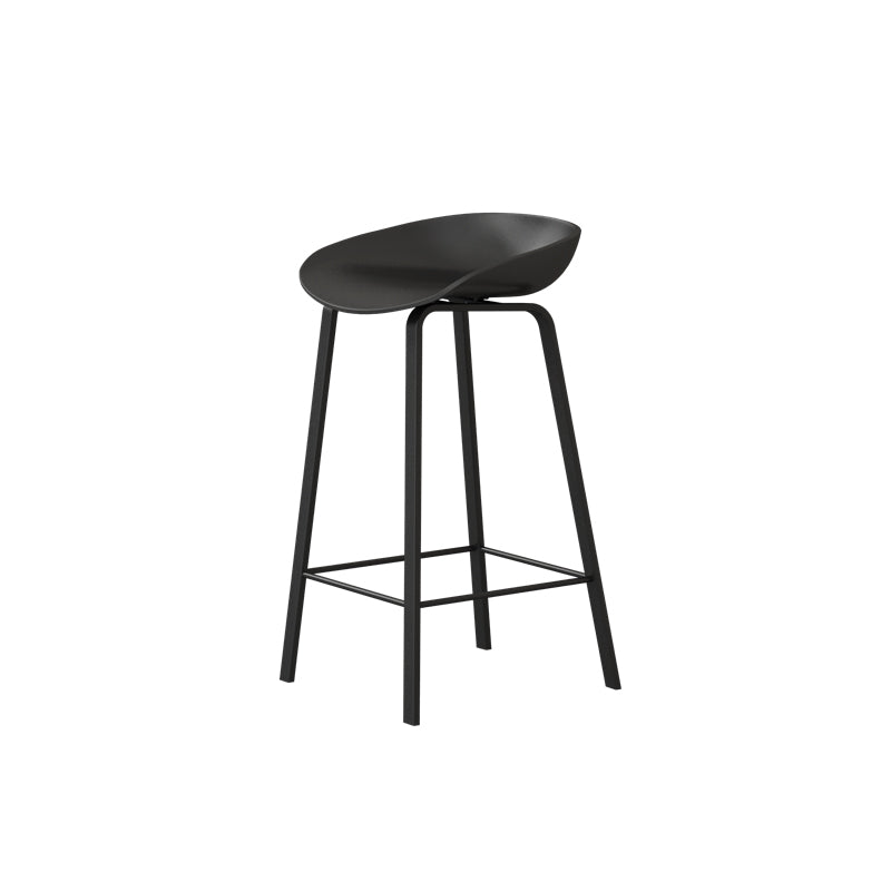 Contemporary Plastic Backrest Counter High Stool with 4 Legs