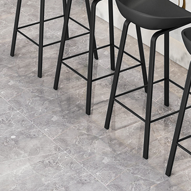 Contemporary Plastic Backrest Counter High Stool with 4 Legs