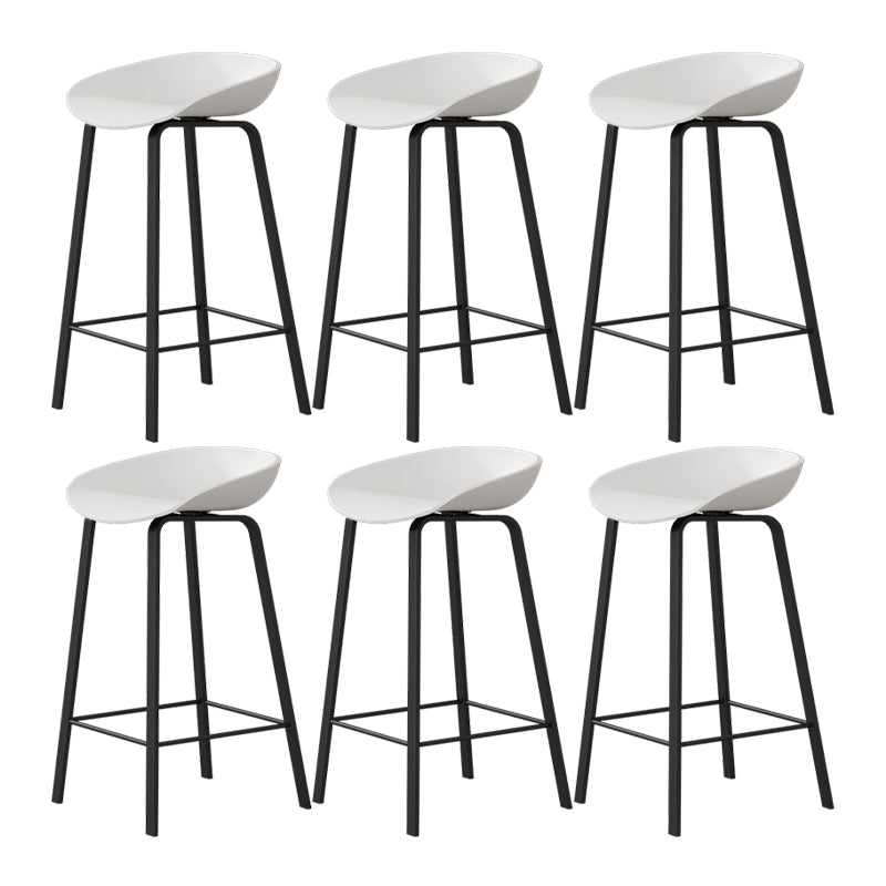 Contemporary Plastic Backrest Counter High Stool with 4 Legs