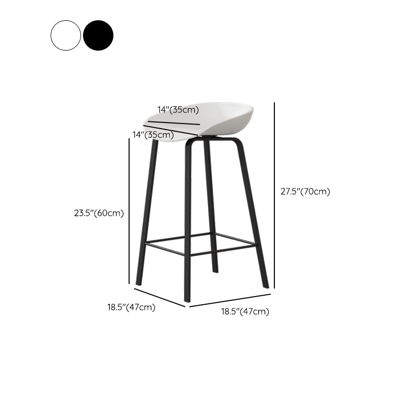 Contemporary Plastic Backrest Counter High Stool with 4 Legs