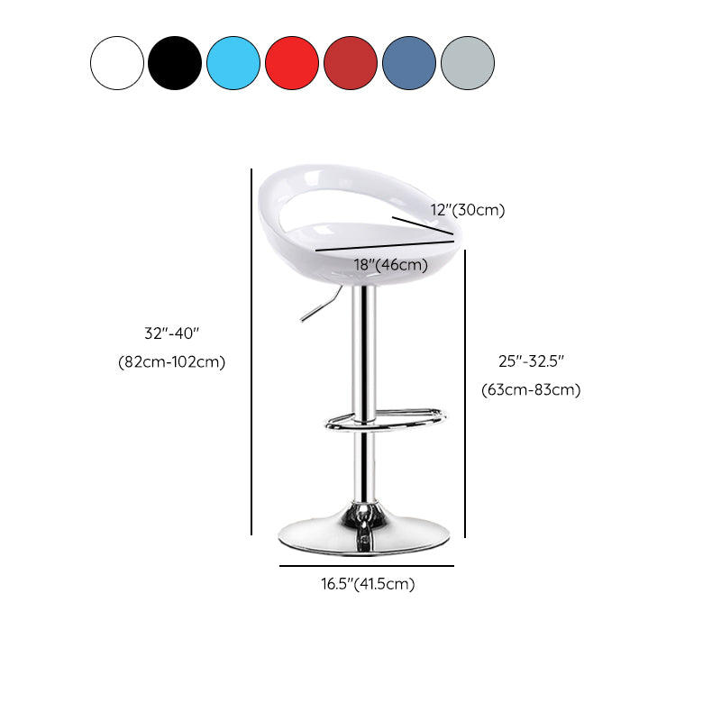 Modern Adjustable Height Swivel Plastic Bucket Bar Stool with Footrest