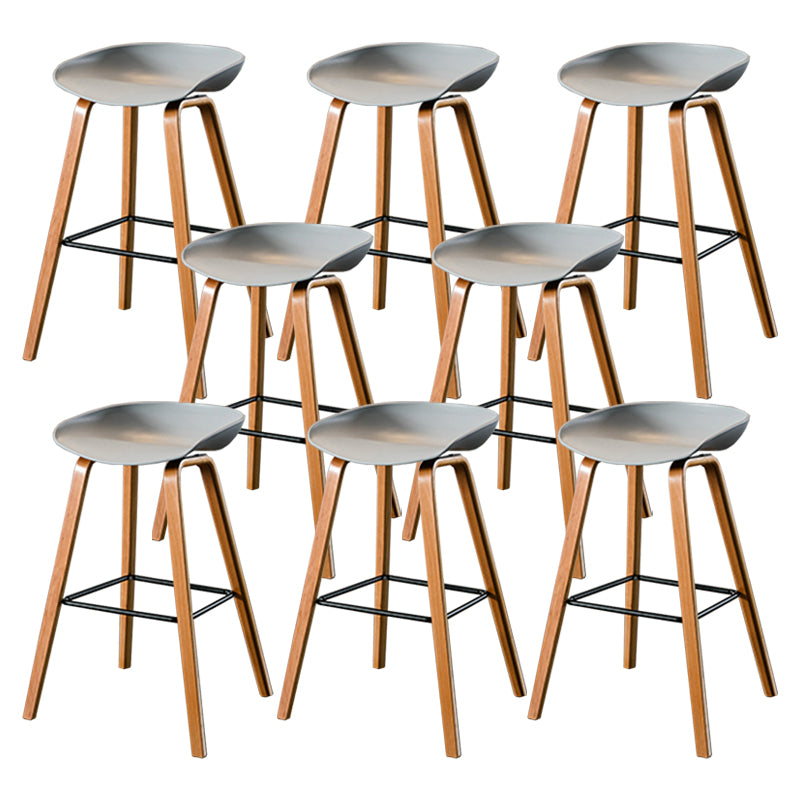 Contemporary Living Room Wood Legs Low Back Bar Stool with Footrest