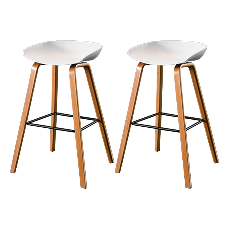 Contemporary Living Room Wood Legs Low Back Bar Stool with Footrest