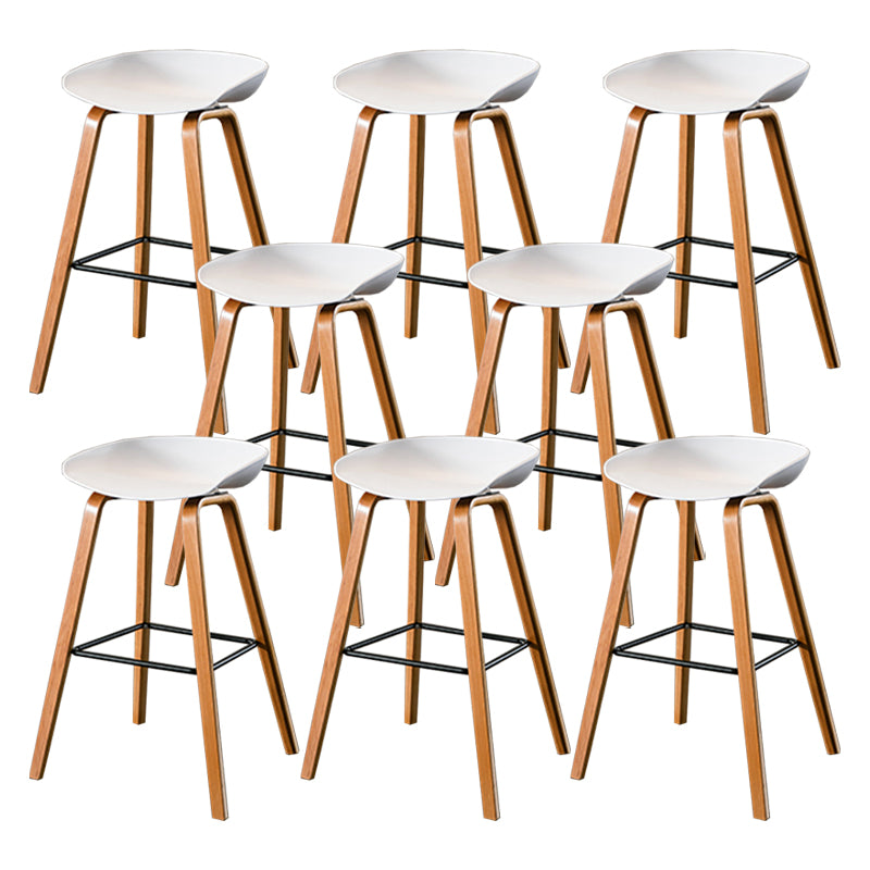 Contemporary Living Room Wood Legs Low Back Bar Stool with Footrest