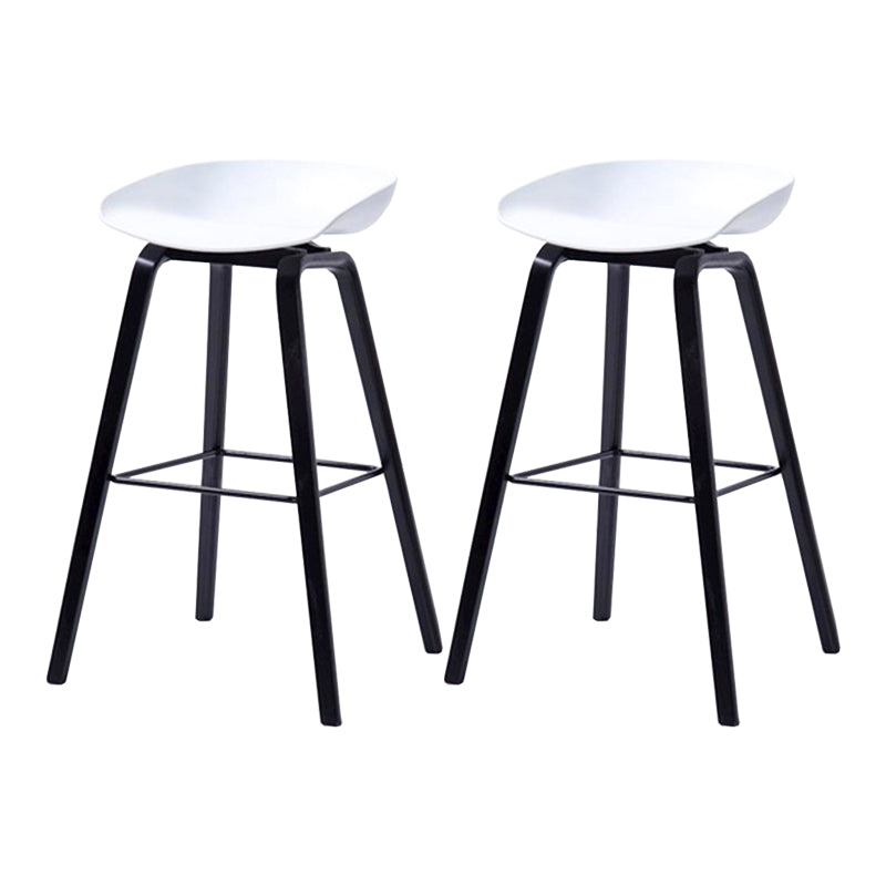Contemporary Living Room Wood Legs Low Back Bar Stool with Footrest