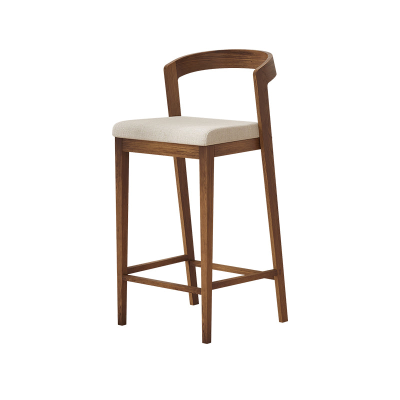 Modern Solid Wood Low Back Counter-height Stool in Brown and White