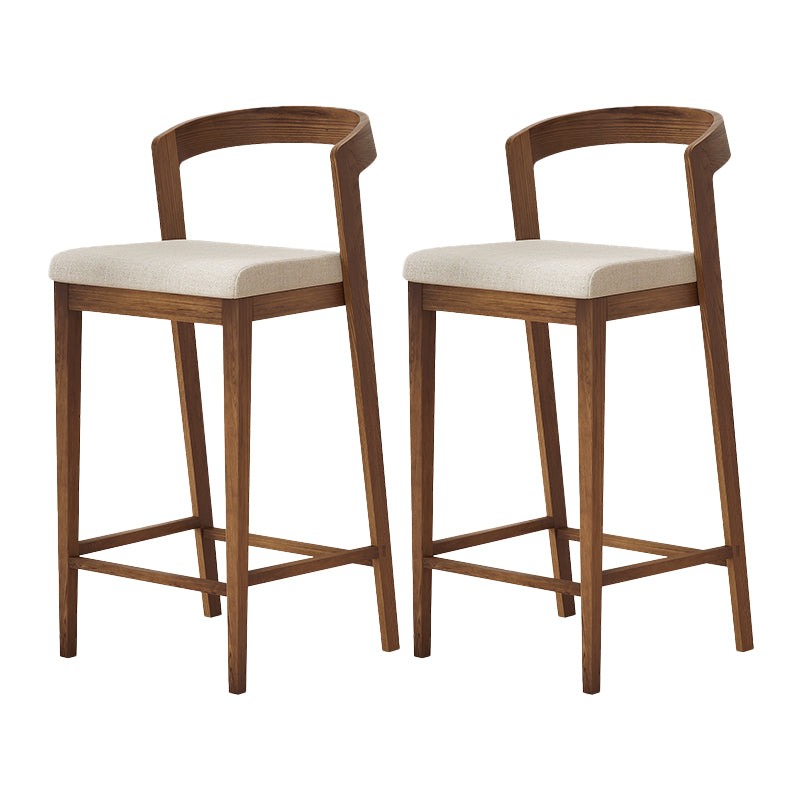 Modern Solid Wood Low Back Counter-height Stool in Brown and White