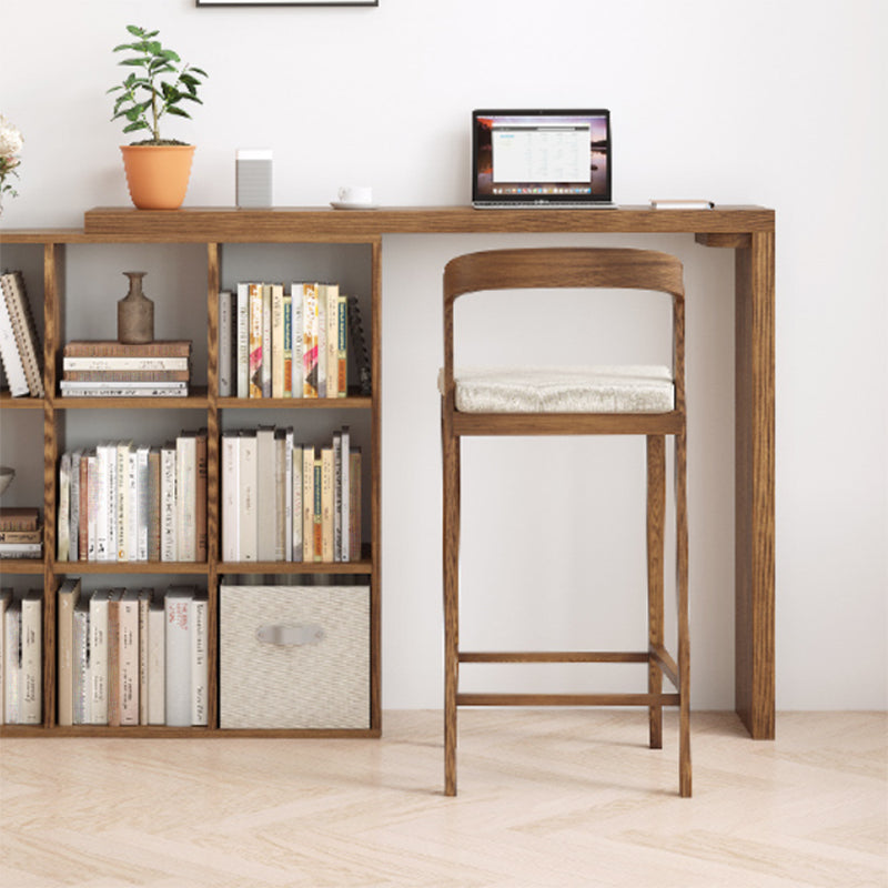 Modern Solid Wood Low Back Counter-height Stool in Brown and White