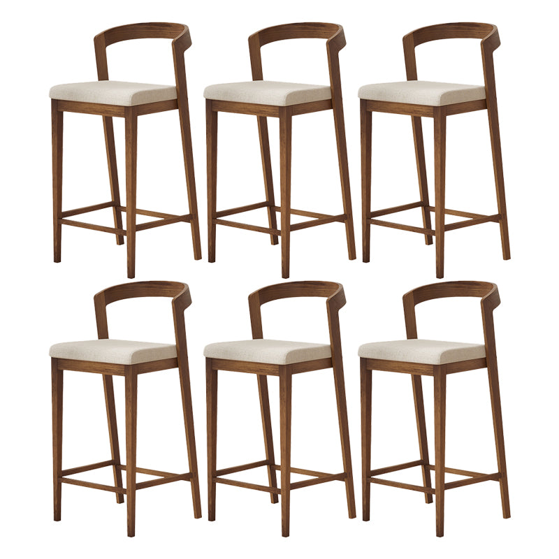 Modern Solid Wood Low Back Counter-height Stool in Brown and White